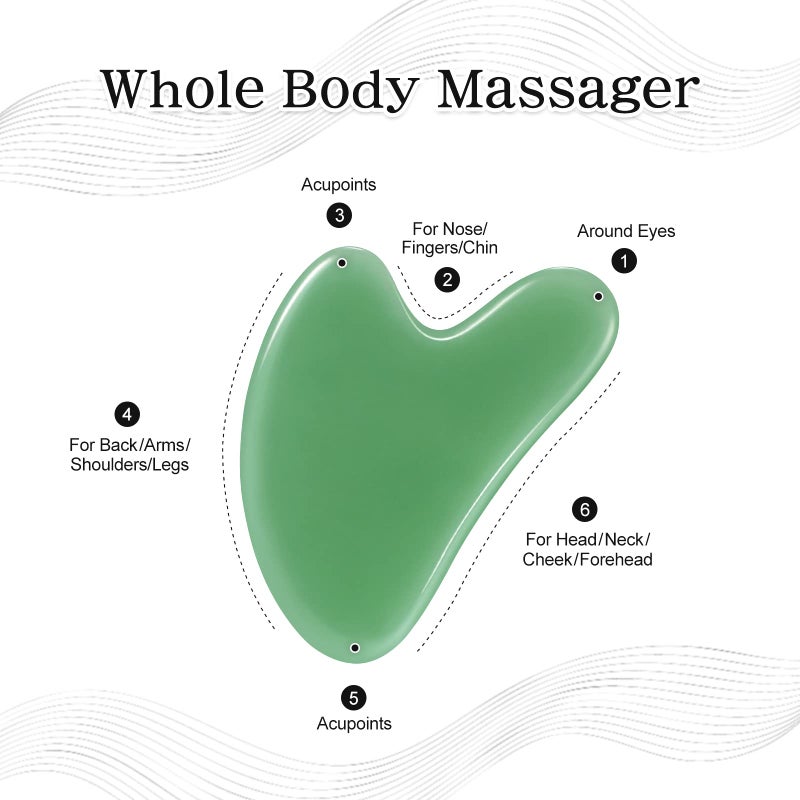 ROSENICE Gua Sha Facial Tools Guasha Tool Gua Sha Jade Stone Manual Massage Sticks for Jawline Sculpting and Puffiness Reducing for Face Body Tensions Reduce Festive Gifts - Image 3
